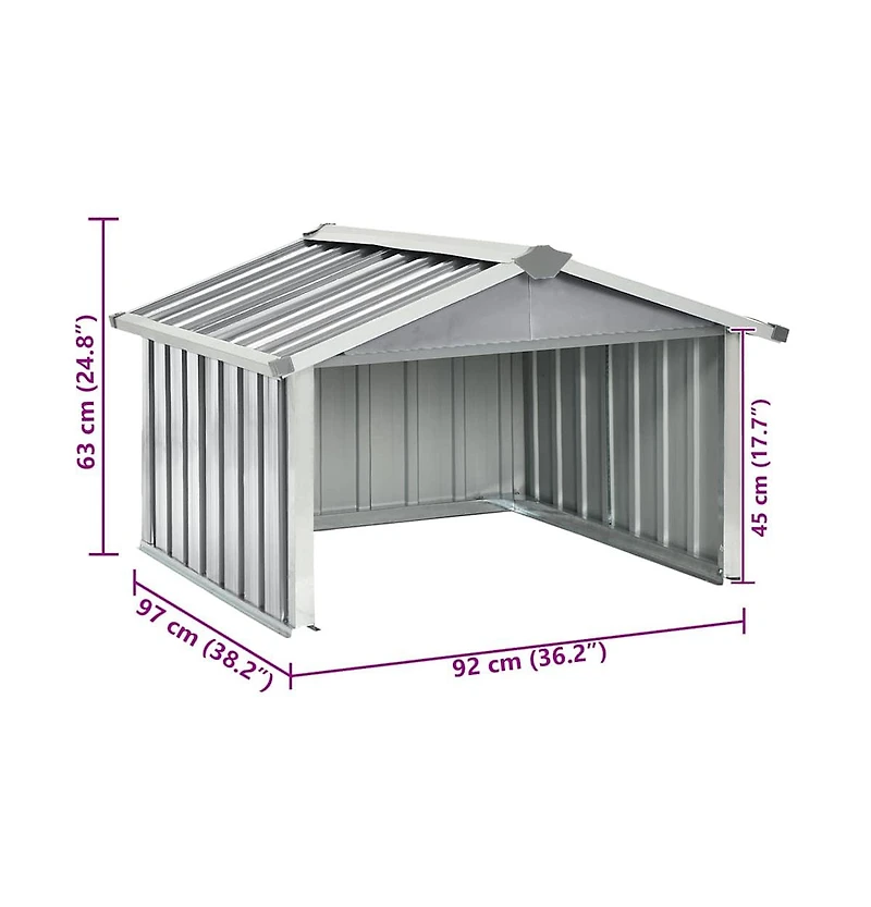 vidaXL Garden Shed Grey Galvanized steel Standard Durable Garden Shed