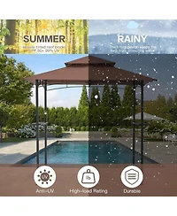 Aecojoy Grill Gazebo 8'x5'Outdoor Patio Backyard Bbq Grill Shelter