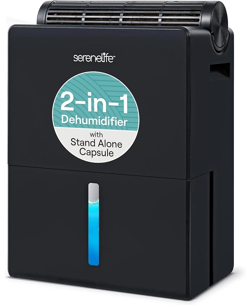 SereneLife 2-in-1 Portable Dehumidifier with Removable Cylinder & Drying Base