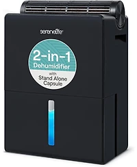SereneLife 2-in-1 Portable Dehumidifier with Removable Cylinder & Drying Base