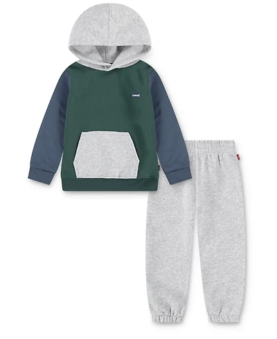 Levi's Boys Toddler 2T-4T 2 Piece Color Block Long Sleeves Hoodie and Joggers Set