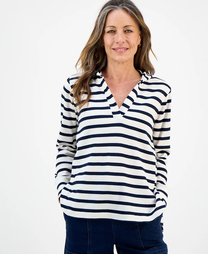 Style & Co Petite Relaxed-Fit Henley Hoodie, Macy's Exclusive