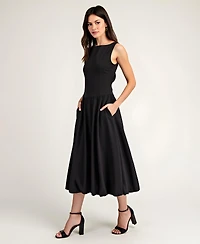 Modenaire Women's Sleeveless Bateau-Neck Fit-And-Flare Midi Dress