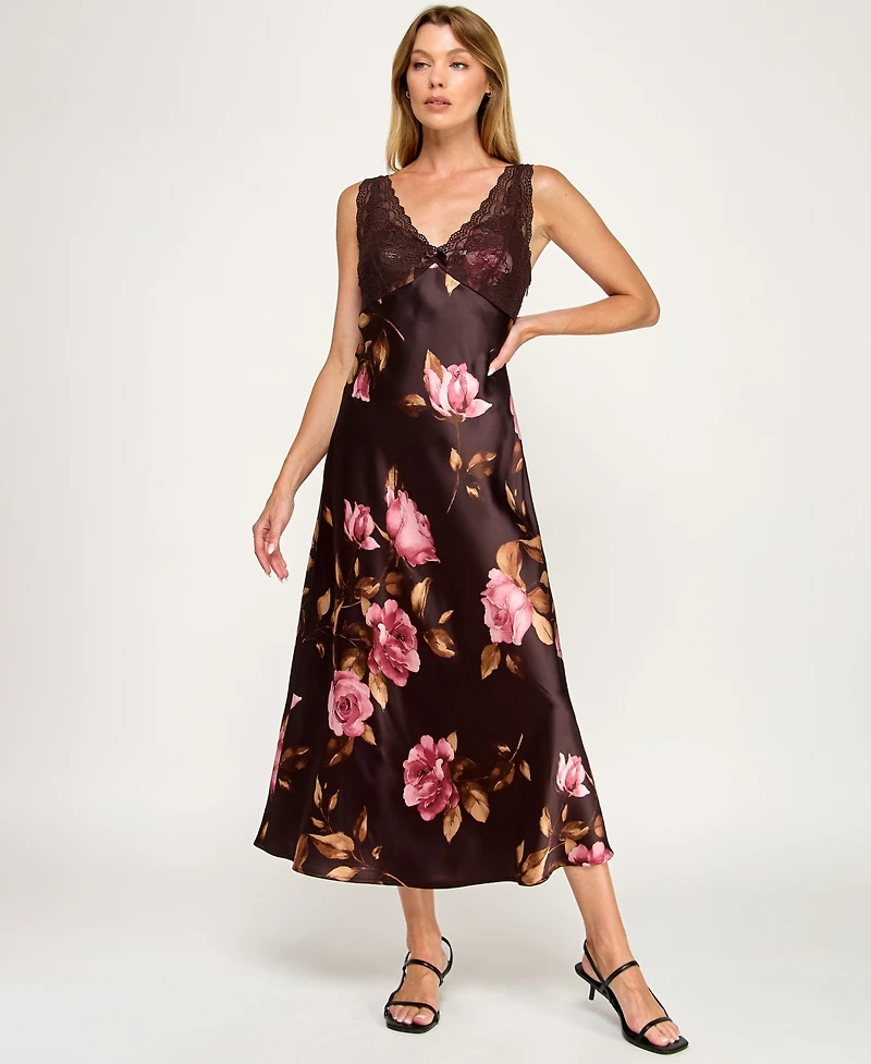 Row A Women's V-Neck Pull-On Midi Dress