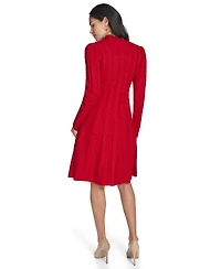 Jessica Howard Petite Cable Sweater Mock Neck Fit & Flare Dress
