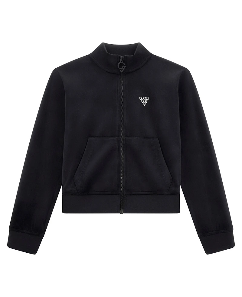 Guess Girls 8-16 Velour Rhinestone-Embellished Triangle Logo Active Sweatshirt
