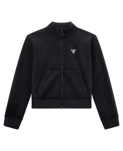Guess Girls 8-16 Velour Rhinestone-Embellished Triangle Logo Active Sweatshirt