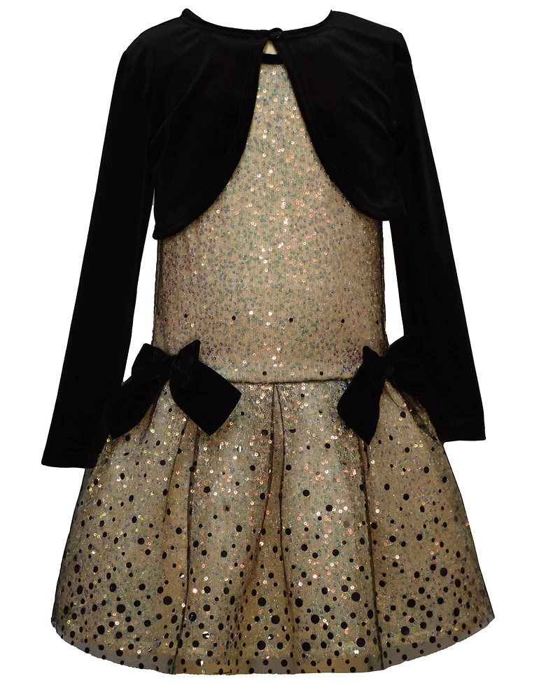 Bonnie Jean Girls 7-16 2-Piece Sequin Dot Dress and Cardigan Set