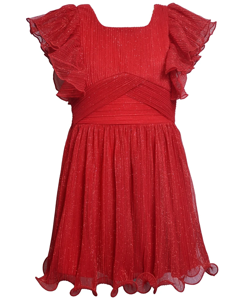 Bonnie Jean Girls 7-16 Flutter Sleeve Pleated Tulle Dress