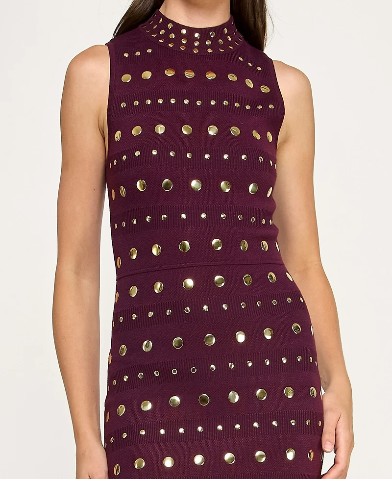 Invitee Juniors' Mock Neck Studded Sweater Dress
