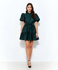 Modenaire Women's Jacquard Puff-Sleeve Mini Dress