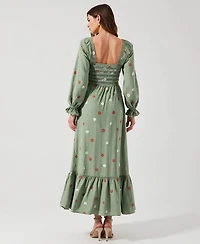 Modenaire Women's Floral-Embroidered Smocked Tiered Maxi Dress