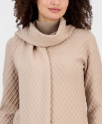 Anne Klein Women's Diamond-Stitch Mock Neck Scarf Sweater