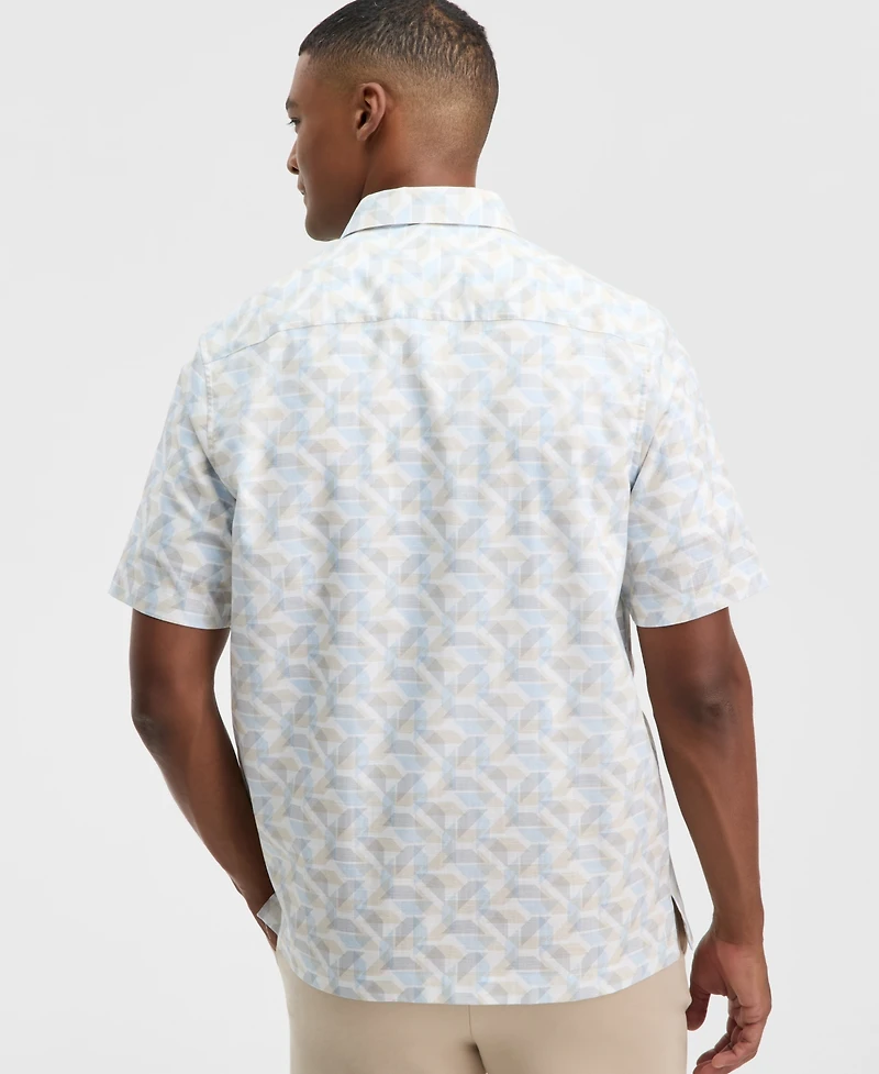 Alfani Men's Jesse Geo-Print Short-Sleeve Button Shirt, Macy's Exclusive
