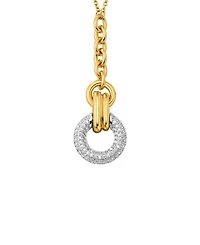 Michael Kors Two Tone Pave Y-Neck Torus Pendant Necklace