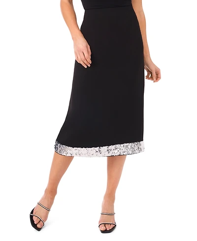 CeCe Women's Embellished Hem Midi Skirt