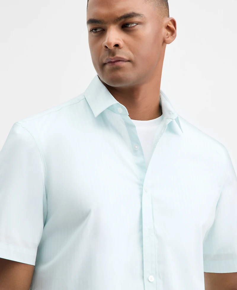 Alfani Men's Short-Sleeve Cooper Stripe Shirt, Macy's Exclusive