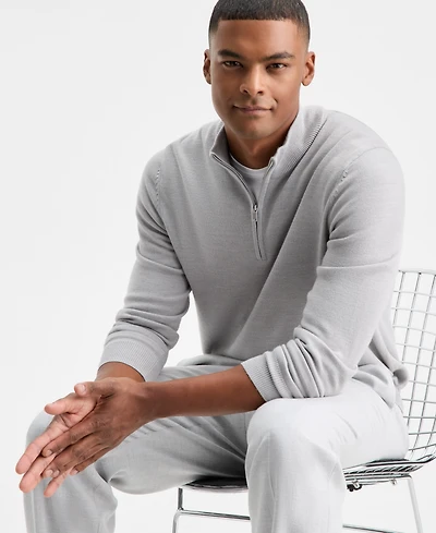 Alfani Men's Long-Sleeve Half-Zip Merino Sweater, Created for Macy's