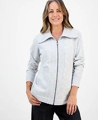 Style & Co Petite Heathered Full-Zip Tunic Sweatshirt, Macy's Exclusive