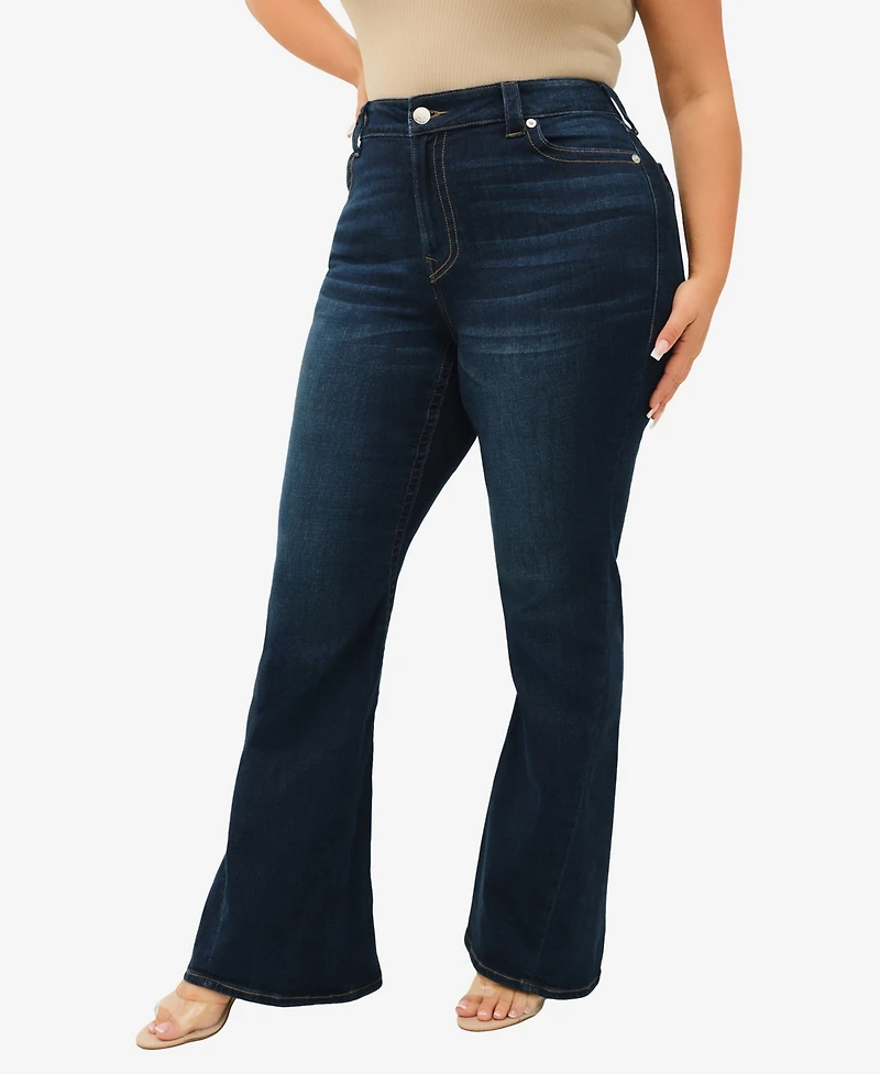 True Religion Plus Joey Flare Mid Rise Flap Jeans