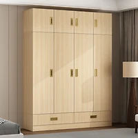 Wardrobe with Top Cabinet, Armoires with Hanging Rod, 2-Drawers, Storage Shelves,Bedroom Closet