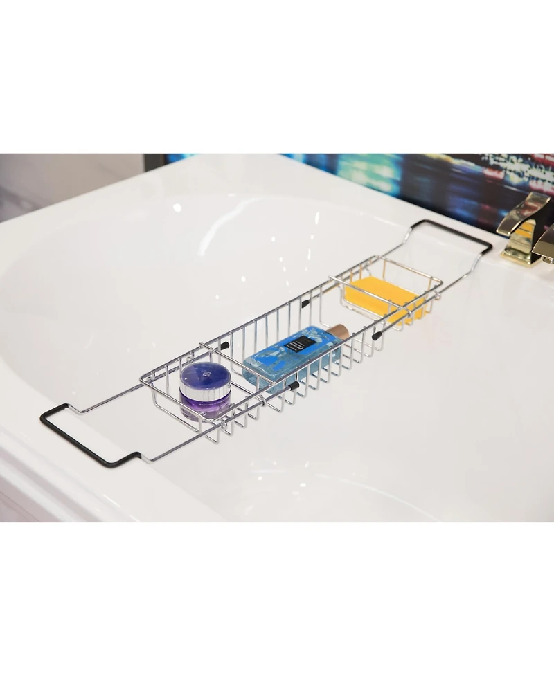 Basicwise Expandable Metal Bathtub Caddy With, Rubber Handles