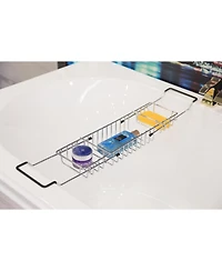 Basicwise Expandable Metal Bathtub Caddy With, Rubber Handles