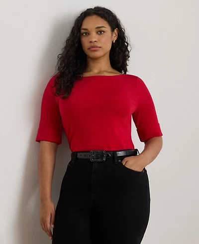 Lauren Ralph Plus Boat Neck T-Shirt