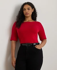 Lauren Ralph Plus Boat Neck T-Shirt