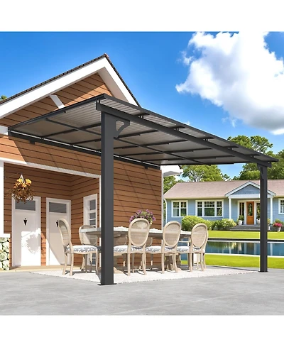 Aecojoy 12'x10' Adjustable Height Wall Mounted Outdoor Gazebos Pergola