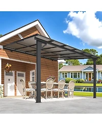 Aecojoy 12'x10' Adjustable Height Wall Mounted Outdoor Gazebos Pergola
