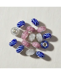 Bling Jewelry Glass Charm Bead Ocean Wave Swirl Murano Blue European Bracelet Silver Core