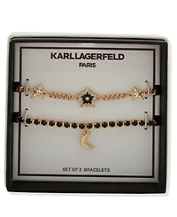 Karl Lagerfeld Paris 2-Pc. Gold-Tone Star and Moon Slider Bracelet