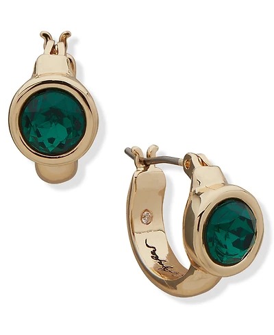 Karl Lagerfeld Paris Glass Stone Gold-Tone Hoop Earrings