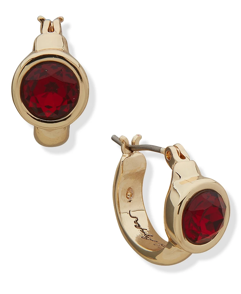 Karl Lagerfeld Paris Glass Stone Gold-Tone Hoop Earrings