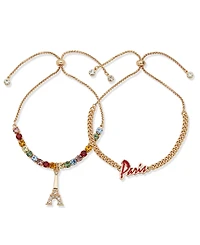 Karl Lagerfeld Paris 2-Pc. Glass Stone Gold-Tone Paris Slider Bracelet Set