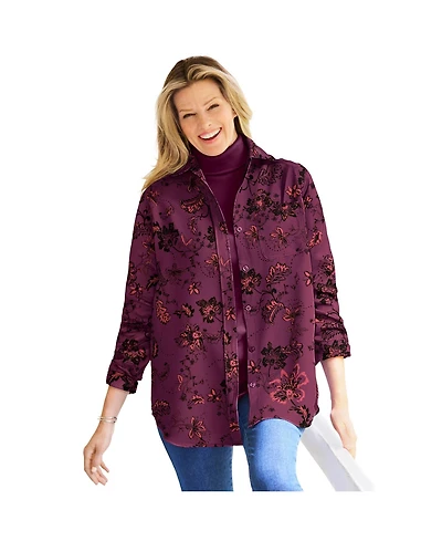 Woman Within Women's Soft Sueded Moleskin Shirt