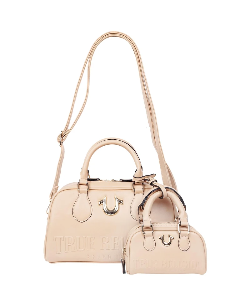 True Religion Logo Satchel with Matching Mini Bag