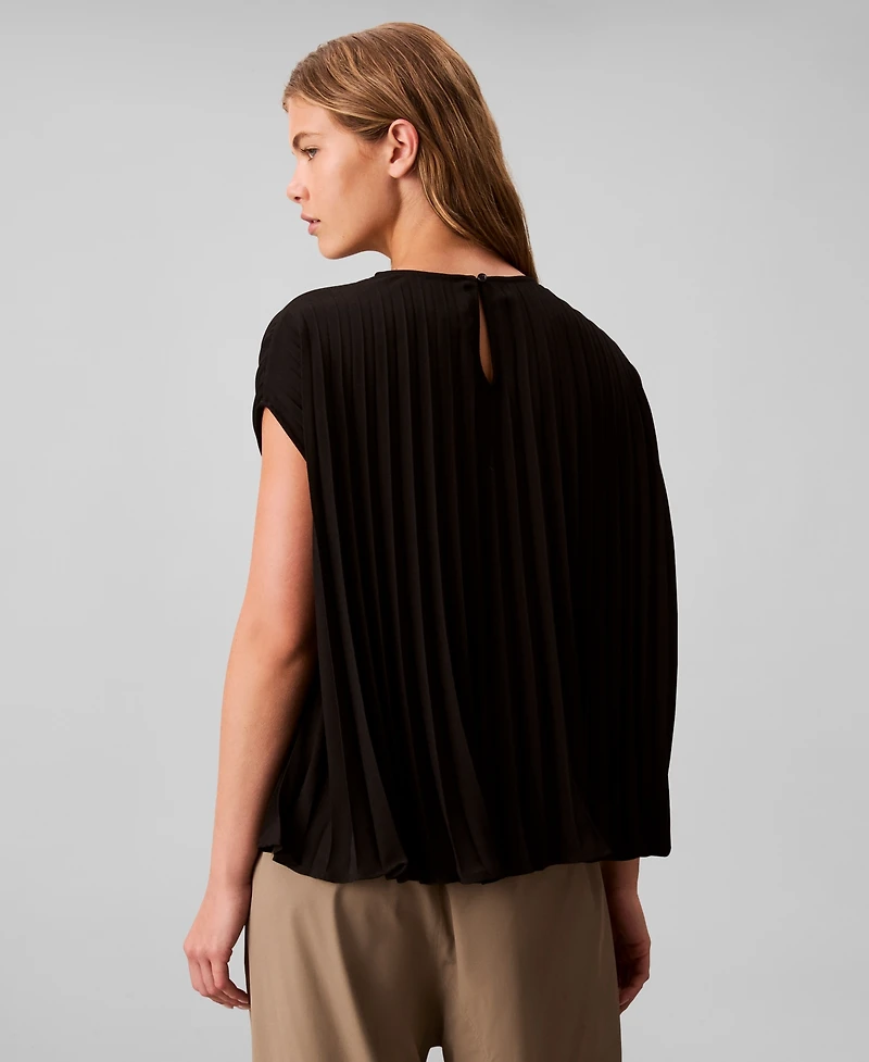 Calvin Klein Women's Pleated Short Sleeve Top