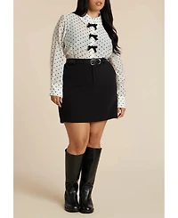 Eloquii Women's Button Up Top With Bows