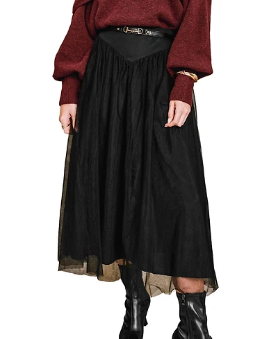 Cupshe Women's Starry Nights Black Midi Skirt