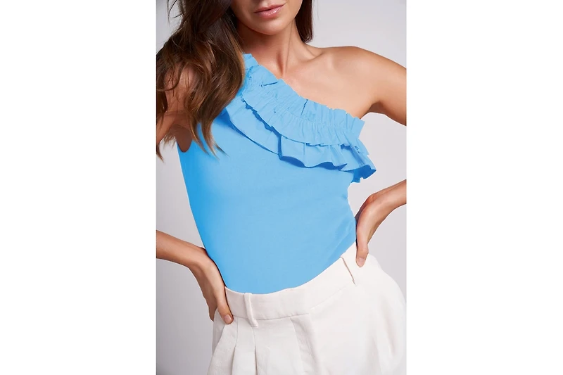 Caldwell Collection Women's Robin One Shoulder Bodysuit with Ruffle