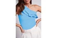 Caldwell Collection Women's Robin One Shoulder Bodysuit with Ruffle