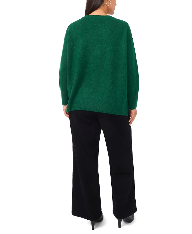 Vince Camuto Plus Cozy Crewneck Long-Sleeve Extend-Shoulder Sweater