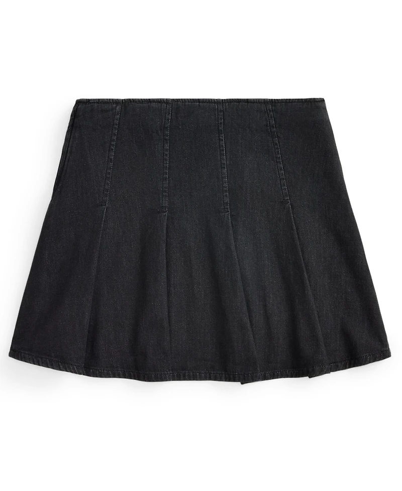 Polo Ralph Lauren Girls 7-16 Pleated Cotton Denim Skirt