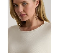 Lauren Ralph Plus Rib-Knit Cotton-Blend Crew Neck Sweater