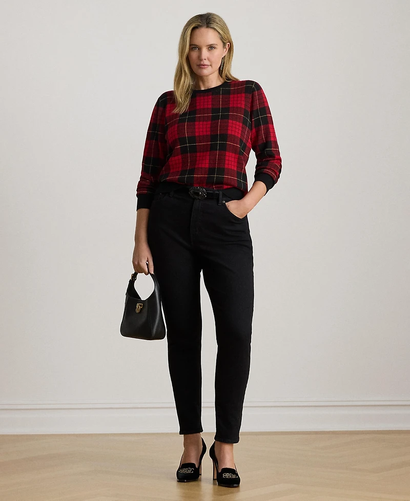 Lauren Ralph Plus Plaid Crew Neck Sweater