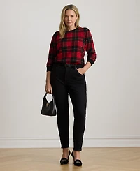 Lauren Ralph Plus Plaid Crew Neck Sweater