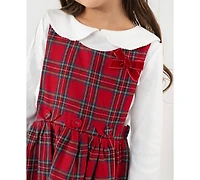 Rare Editions Girls 2T-6X 2-Piece Checkered Jumper and Long Sleeves Top Set