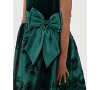 Rare Editions Girls 2T-6X Bow Applique Border Mesh Dress